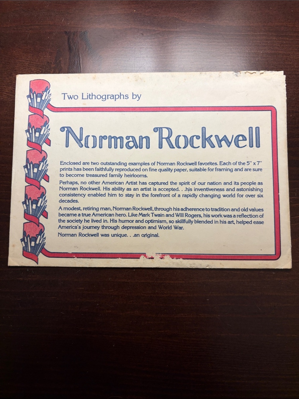 Norman Rockwell set of 2 Lithographs 5x7